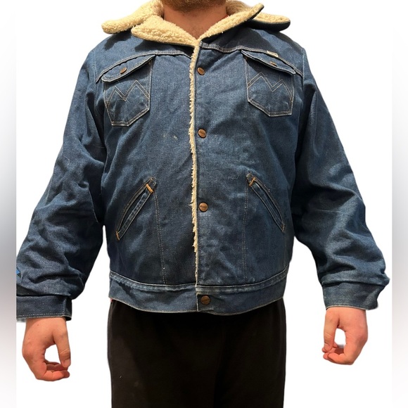 Vintage Maverick Denim Jacket with Sherpa Lining Men's XL